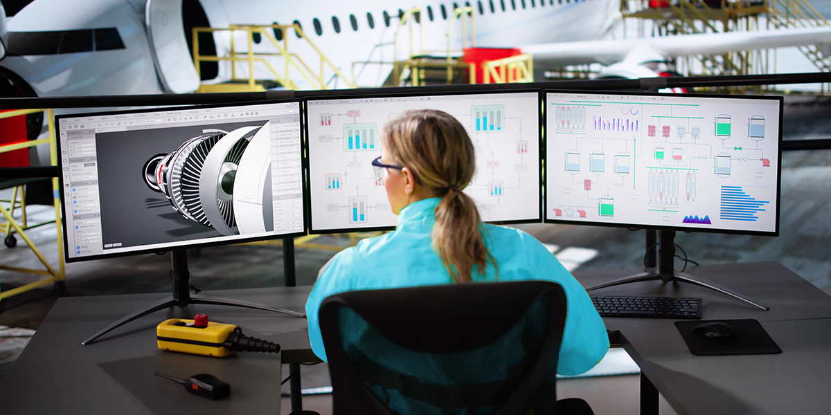 Aircraft,Maintenance,And,Repair.,3d,Software,On,Computer